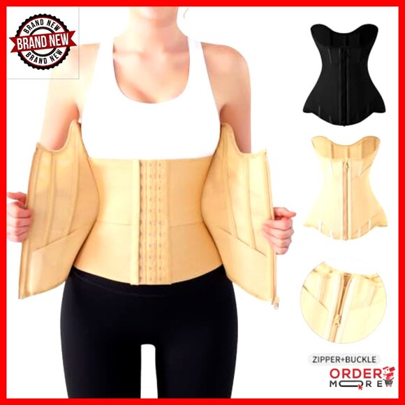 Waist Cincher Shapewear Tummy Control Girdle Zipper Steel Bones Slimming Trainer - Picture 3 of 6